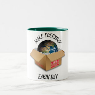 MAKE EVERYDAY EARTH DAY Two-Tone COFFEE MUG