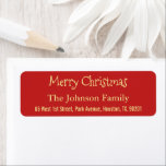 Make Faux Gold Red Merry Christmas Return Address Return Address Label<br><div class="desc">Custom,  personalised,  festive red,  faux gold typography / script,  Merry Christmas / Happy Holidays / Season's Greetings return address label. Simply enter the family name / bride & groom's / wife & husband's names,  and address,  to customise.</div>