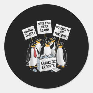 Make Fish Cheap Again! Funny Peguins Classic Round Sticker