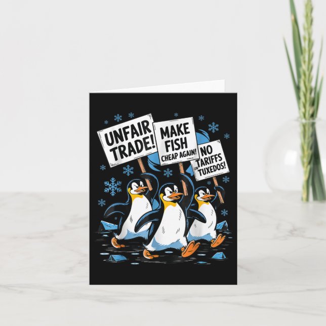 Make Fish Cheap Again! Funny Resist Penguin  Card (Front)