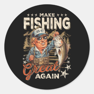 Make Fishing Great Again Usa Flag Vintage Funny Classic Round Sticker