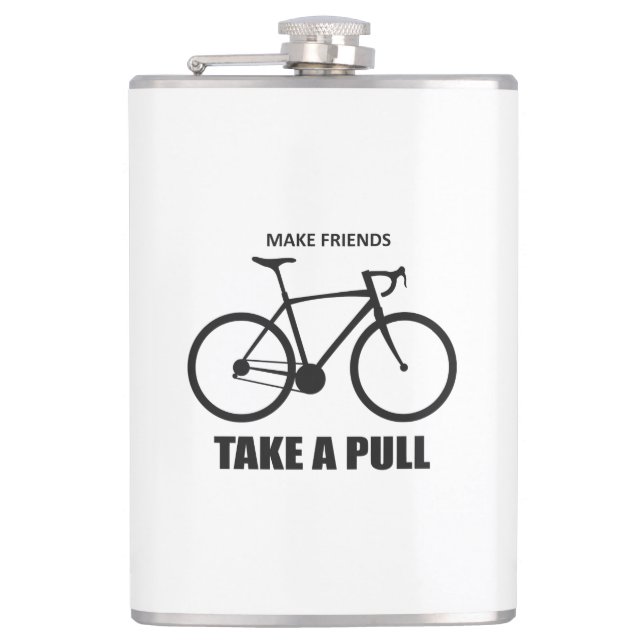 Make Friends Take A Pull Cycling Hip Flask (Front)