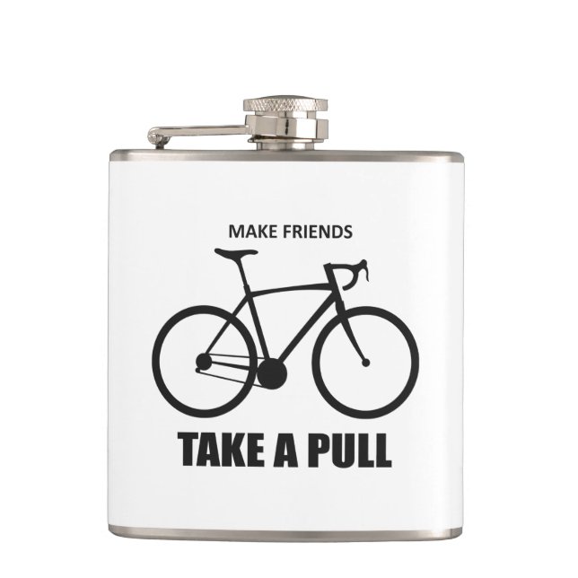 Make Friends Take A Pull Cycling Hip Flask (Front)
