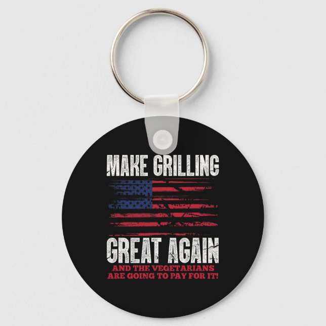 Make Grilling Great Again Funny Trump Bbq Pit Mast Key Ring (Front)