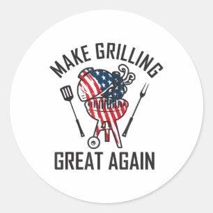 Make Grilling Great Again Trump Bbq Funny Grilling Classic Round Sticker
