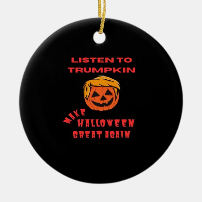 Make Halloween Great Again Classic – Retro Pumpkin Ceramic Ornament (Front)