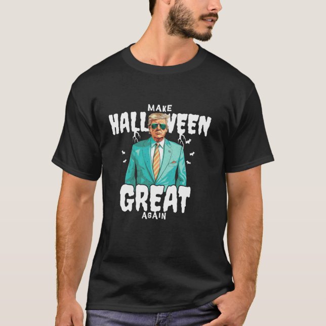 Make Halloween Great Again Funny Donald Trump Spoo T-Shirt (Front)