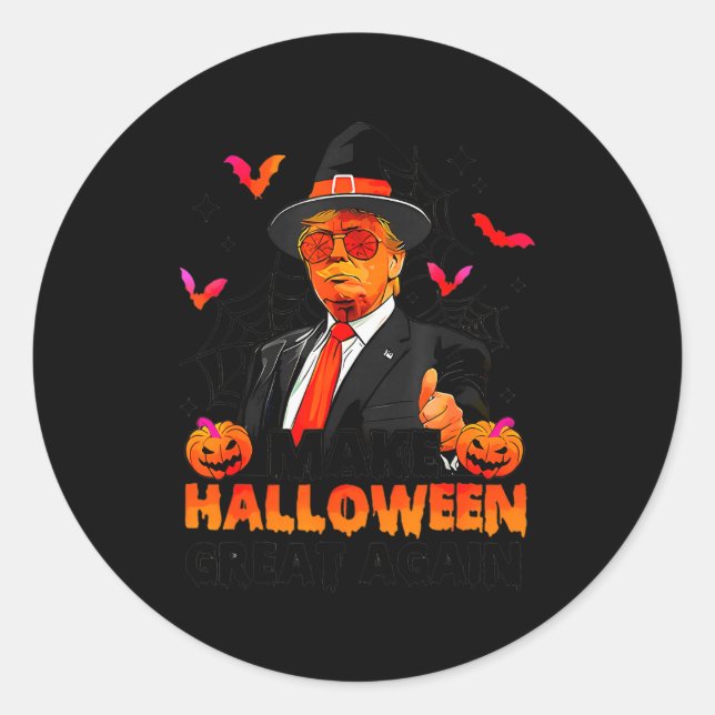 Make Halloween Great Again Funny Trump Soky Trick  Classic Round Sticker (Front)
