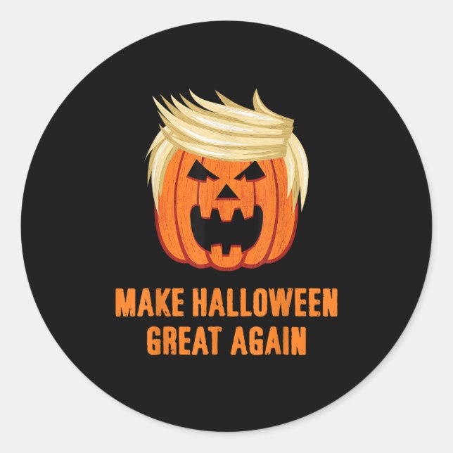 Make Halloween Great Again Funny Trumpkin – Basic  Classic Round Sticker (Front)