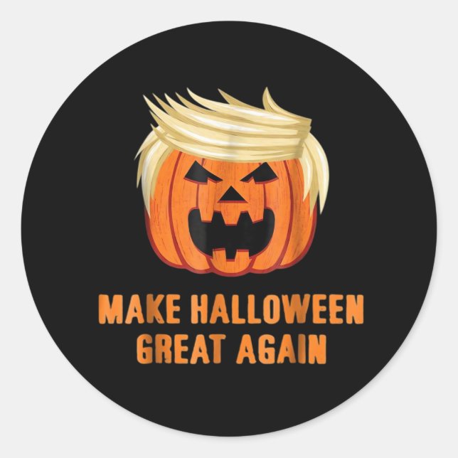 Make Halloween Great Again Funny Trumpkin Classic  Classic Round Sticker (Front)