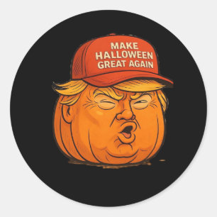 Make Halloween Great Again – Funny Trumpkin Slogan Classic Round Sticker