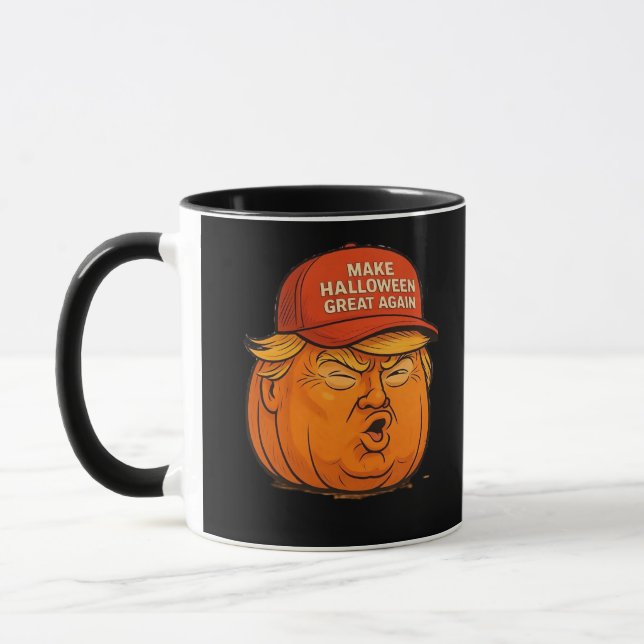 Make Halloween Great Again – Funny Trumpkin Slogan Mug (Left)