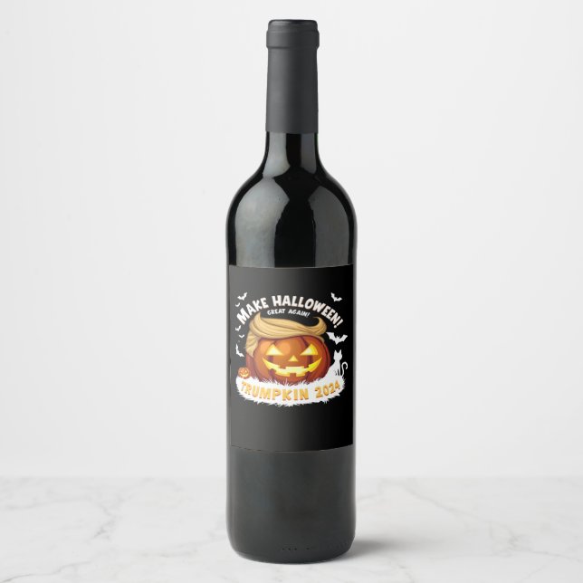 Make Halloween Great Again Trumpkin  Wine Label (Front)