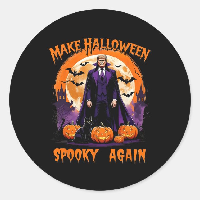 Make Halloween Spooky Again Funny Trump Halloween  Classic Round Sticker (Front)