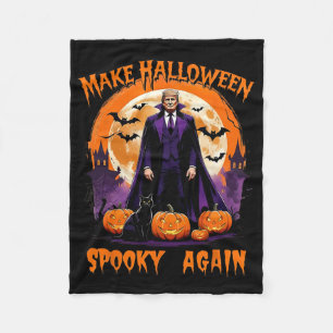 Make Halloween Spooky Again Funny Trump Halloween Fleece Blanket