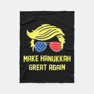Make Hanukkah Great Again Trump 47 Hanukkah Miracl Fleece Blanket