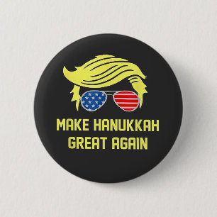 Make Hanukkah Great Again Trump Jewish 6 Cm Round Badge
