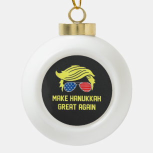 Make Hanukkah Great Again Trump Jewish Ceramic Ball Christmas Ornament