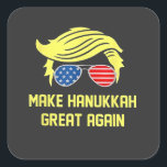 Make Hanukkah Great Again Trump Jewish  Square Sticker<br><div class="desc">jewish hanukkah,  hanukkah,  Trump election,  Trump won,  inauguration day,  conservative jewish,  political humour,  Trump presidency,  MAGA Christmas,  election victory 2024.</div>