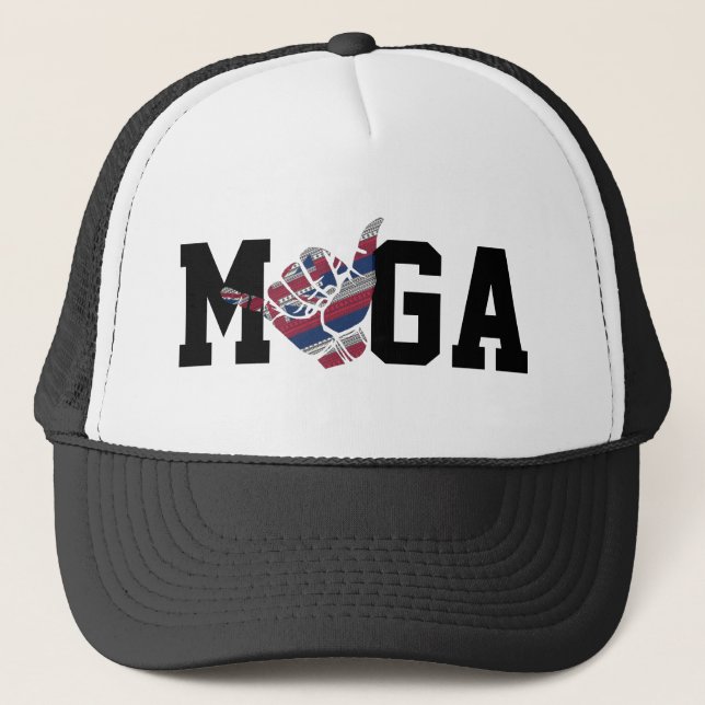 MAKE HAWAII GREAT AGAIN HIFLAG SHAKA- PLAY ON MAGA TRUCKER HAT (Front)