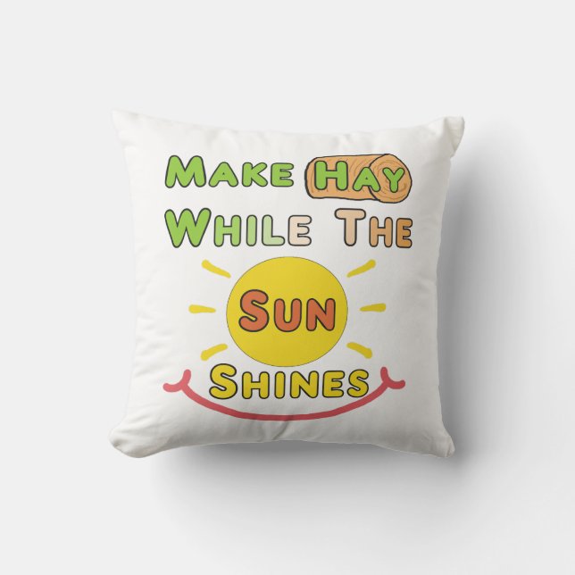 Make Hay While The Sun Shines Cushion (Front)