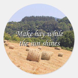 Make hay while the sun shines hay bales,Spain Classic Round Sticker