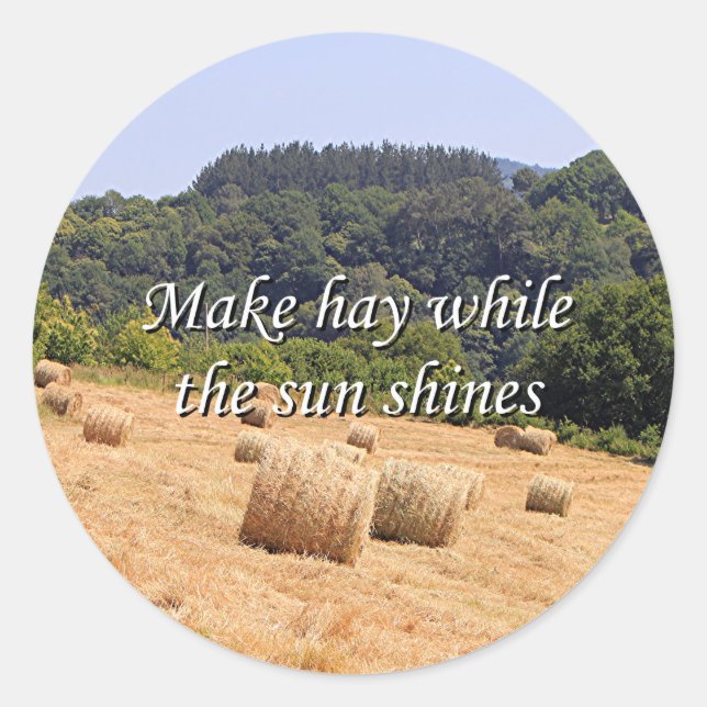 Make hay while the sun shines hay bales,Spain Classic Round Sticker (Front)