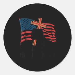 Make Heaven Crowded Christian Patriotic Cross Amer Classic Round Sticker
