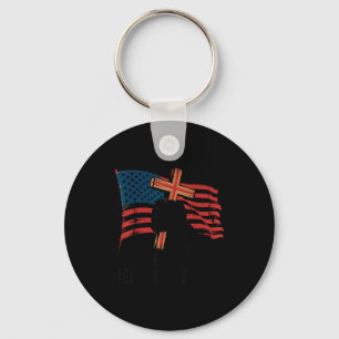Make Heaven Crowded Christian Patriotic Cross Amer Key Ring