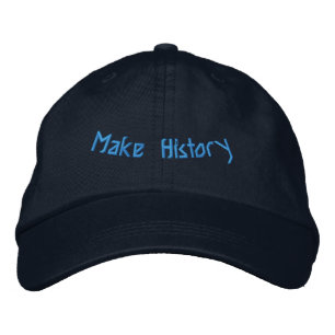 Make History Text Legacy Building Inspired Navy Embroidered Hat