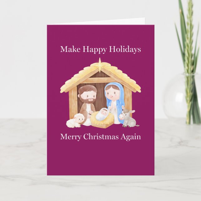 Make Holidays Merry Again Christian Nativity  Card (Front)