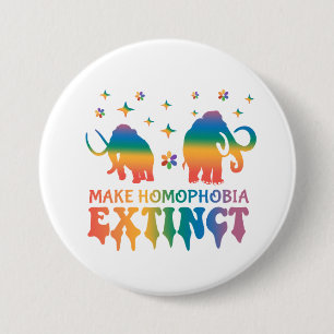 Make Homophobia Extinct – Rainbow Elephant LGBTQ 7.5 Cm Round Badge