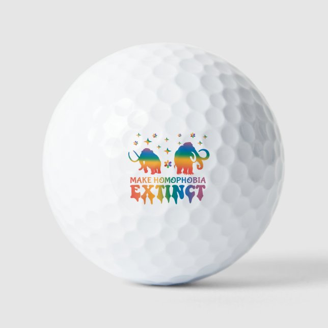Make Homophobia Extinct – Rainbow Elephant LGBTQ Golf Balls (Front)