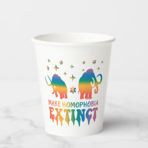 Make Homophobia Extinct – Rainbow Elephant LGBTQ Paper Cups