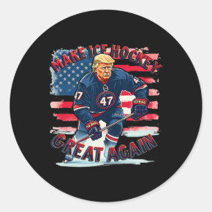 Make Ice Hockey Great Again Funny Hockey Fans Vint Classic Round Sticker