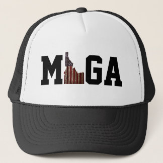 MAKE IDAHO GREAT AGAIN US FLAG - PLAY ON MAGA TRUCKER HAT
