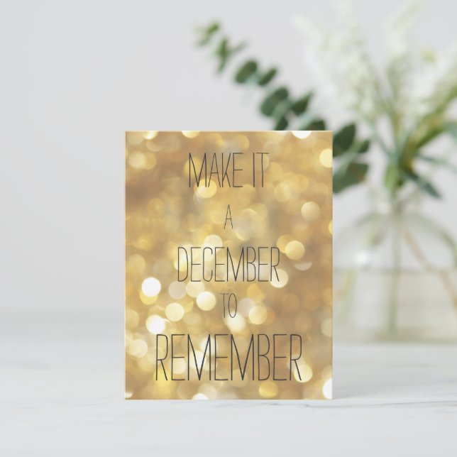 Make it a december to remember - Gold Glam Holiday Card (Standing Front)