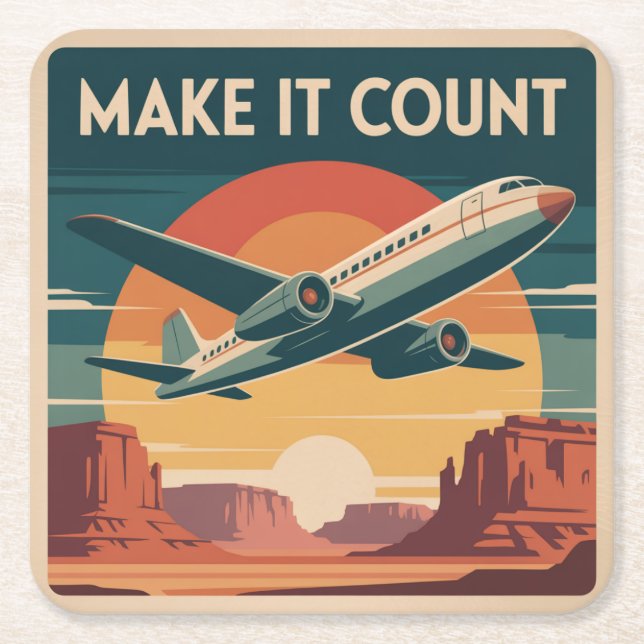Make It Count Square Paper Coaster (Front)