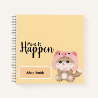 Make It Happen -Cute Animal-Themed Spiral Notebook