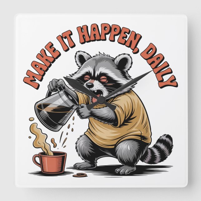Make It Happen, Daily Square Wall Clock (Front)