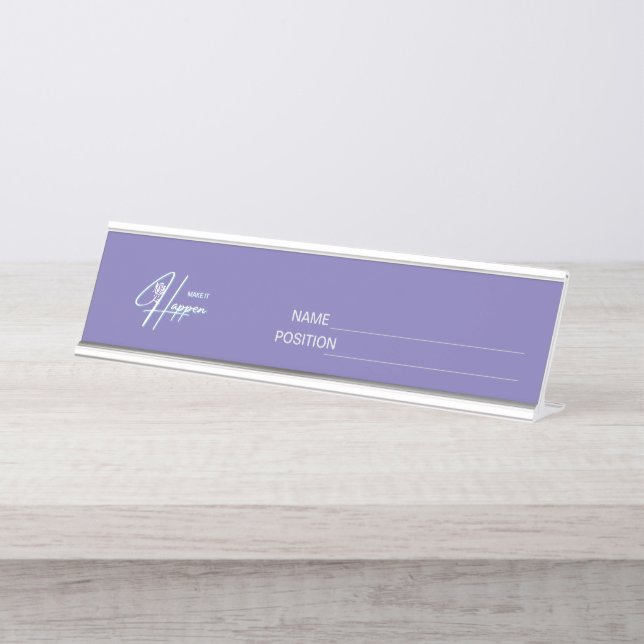 Make It Happen Motivational Quote Design     Desk Name Plate (Front)