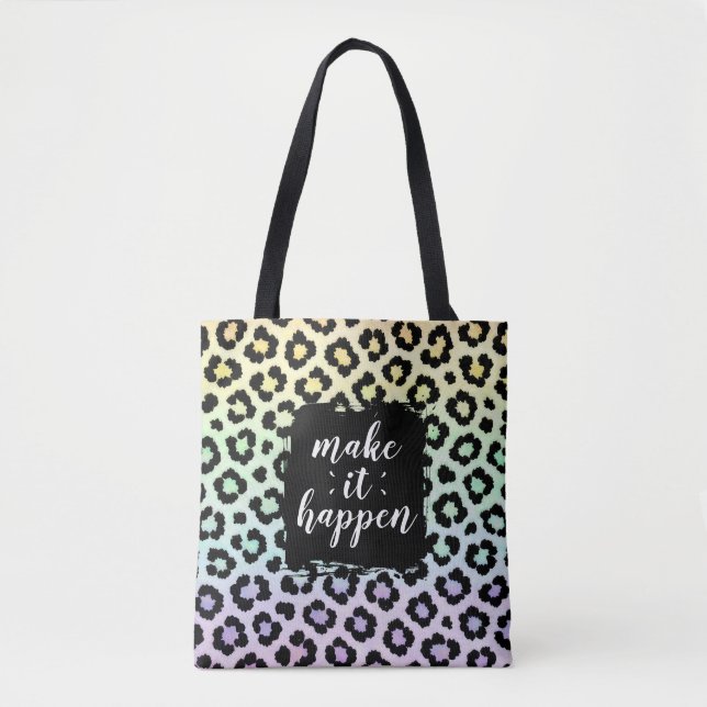 Make It Happen Pastel Leopard Print Tote Bag (Front)