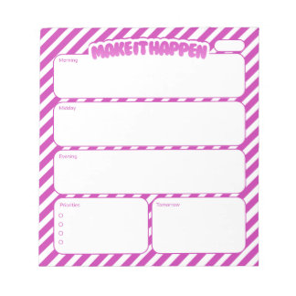 Make It Happen Pink Striped Daily Planner Notepad