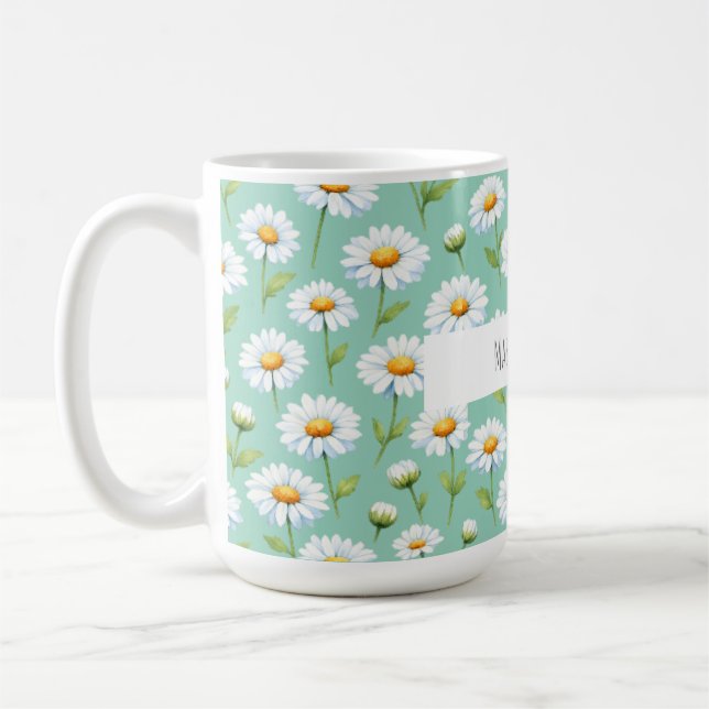 Make it happen - watercolor daisies coffee mug (Left)