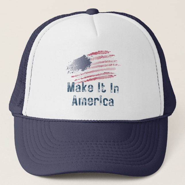 Make It In America Stylised Flag  Trucker Hat (Front)