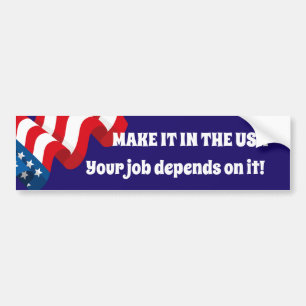 MAKE IT IN THE USA AMERICAN FLAG BUMPER STICKER