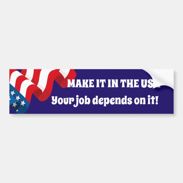 MAKE IT IN THE USA AMERICAN FLAG BUMPER STICKER (Front)