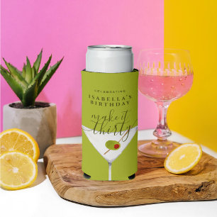 Make It Thirty Dirty Green Martini 30th Birthday  Seltzer Can Cooler