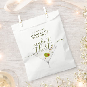 Make It Thirty Dirty Martini 30th Birthday White Favour Bag