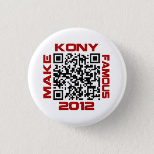 Make Kony Famous 2012 Video QR Code Joseph Kony 3 Cm Round Badge
